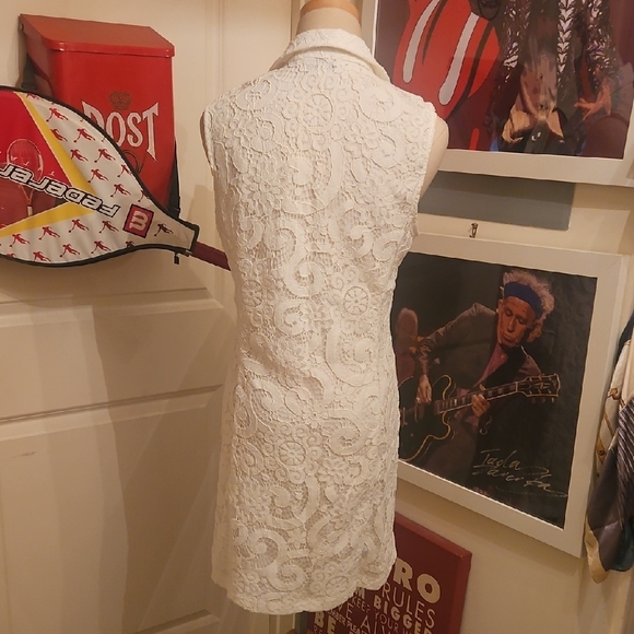 Nanette Lepore White Lace Sleeveless Blazer - Picture 5 of 11